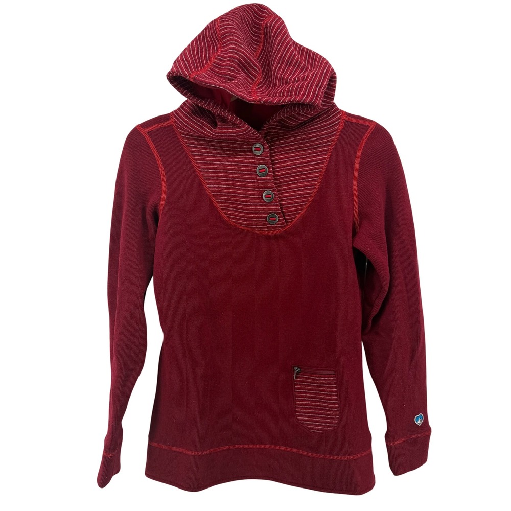 Kuhl Chianti‎ Red Fleece Hoodie Wool-Blend Pullover Women's Small Outdoor Cozy